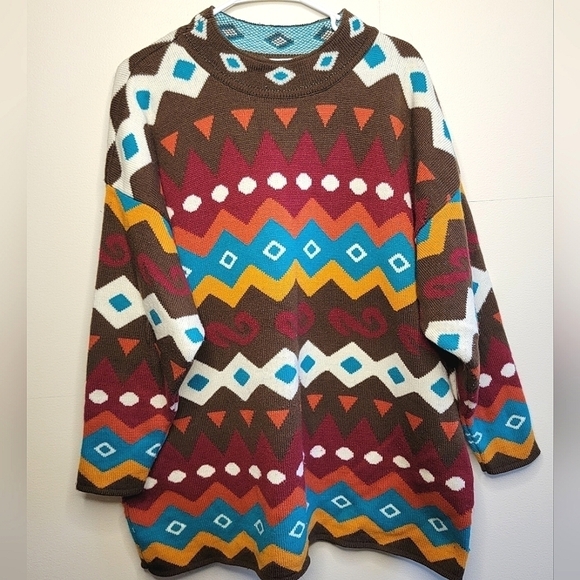 Vintage Moda Internacional Forelli Oversize Western Print Sweater - Picture 1 of 3